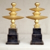 Bronze Andiron Bases with vintage gold leaf elements by Joe Mross